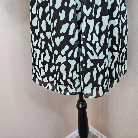 Diane Von Furstenberg Womens Black & Green Animal Print Mini Dress Sz XXS - Picture 10 of 13
